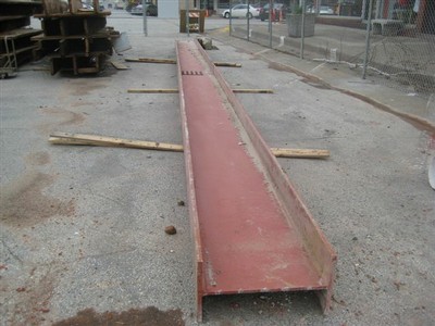 old steel beam to be reused in library