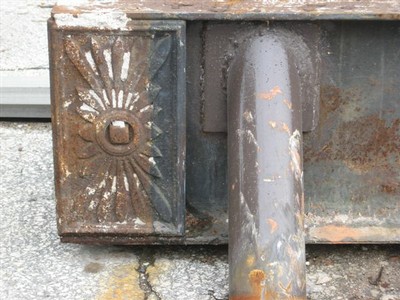 old steel beam with ornamental designs